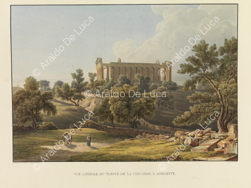 Vista lateral del Templo de la Concordia, en Agrigento - Viaje pintoresco en Sicilia dedicada a su altura real la Señora Duquesa de Berry. Primer tomo