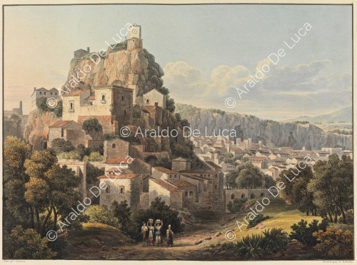 Vue de Castello di Modica - Voyage pittoresque en Sicile dédié à son altesse royale Madame la Duchesse de Berry. Tome second