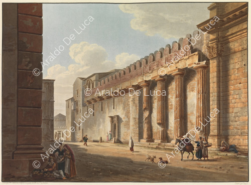 View of Syracuse Cathedral, ancient Temple of Minerva - Picturesque journey in Sicily dedicated to her royal highness Madam the Duchess de Berry. Second volume