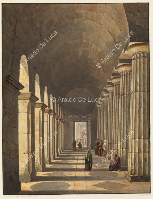 Inside view of a part of the Syracuse Cathedral, ancient Temple of Minerva - Picturesque journey in Sicily dedicated to her royal highness Madam the Duchess de Berry. Second volume