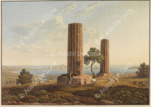 Vue des ruines du Temple de Jupiter Olympien, à Syracuse - Voyage pittoresque en Sicile dédié à son altesse royale Madame la Duchesse de Berry. Tome second
