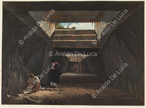 Vue d'un souterrain de l'Épipole à Syracuse - Voyage pittoresque en Sicile dédié à son altesse royale Madame la Duchesse de Berry. Tome second