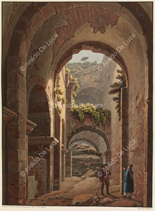 Vue d'une galerie de l'Amphithéâtre de Catane - Voyage pittoresque en Sicile dédié à son altesse royale Madame la Duchesse de Berry. Tome second