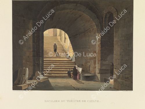 Staircase of the Theatre of Catania - Picturesque journey in Sicily dedicated to her royal highness Madam the Duchess de Berry. Second volume