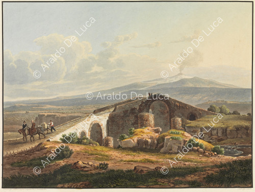 Vista de un puente sull'Alcantara - Viaje pintoresco en Sicilia dedicada a su altura real la Señora Duquesa de Berry. Segundo tomo