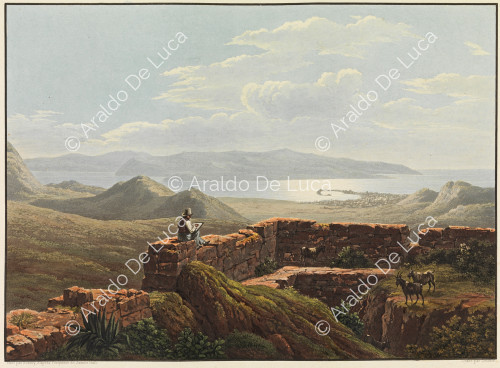 Vista de Messina y Costa de Calabria, tomada desde las alturas del Telégrafo - Viaje pintoresco en Sicilia dedicada a su altura real la Señora Duquesa de Berry. Segundo tomo