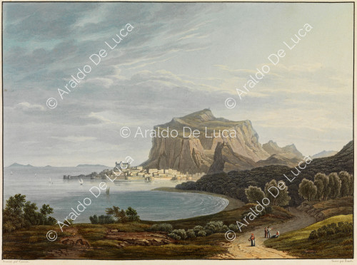 Vue de Céfalu - Voyage pittoresque en Sicile dédié à son altesse royale Madame la Duchesse de Berry. Tome second