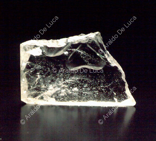 Rock crystal slab with engraved rosette