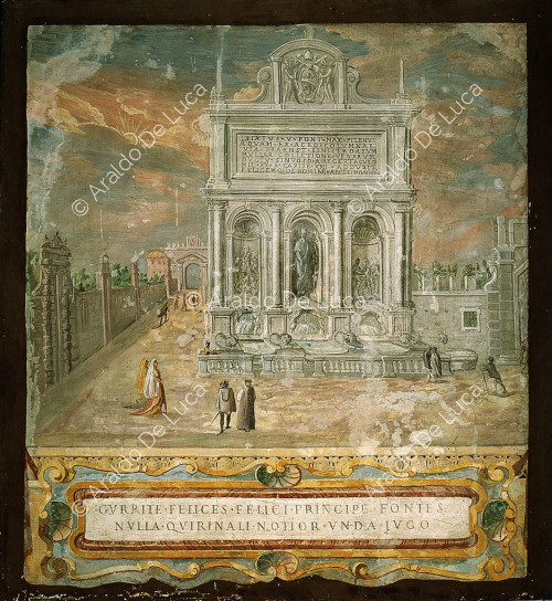 Veduta della fontana del Mosè di Sisto V a Roma