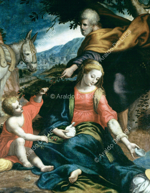 Resting during the flight to Egypt. Detail