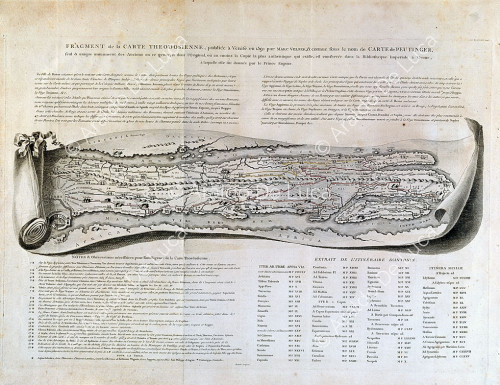 Frammento della Mappa Teodosiana pubblicata a Venezia nel 1561 da Marc Velser e nome come Mappa Peutingeriana