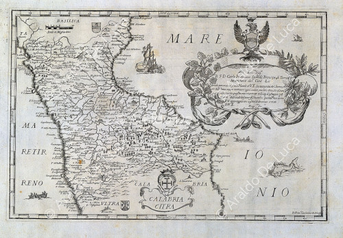 Carte de la Calabre commandée par S.D. Carlo Francesco Spinelli Prince de Tarsia, Marquis de Cirò