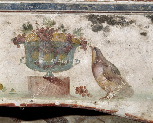 Cup with fruit and bird