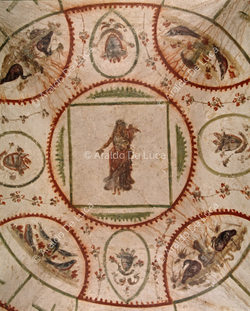 Gewölbe mit Fresko, das Fortuna mit Füllhorn darstellt