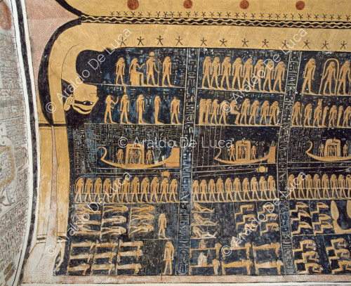 Le livre de la nuit : le bateau solaire avec des dieux et des morts