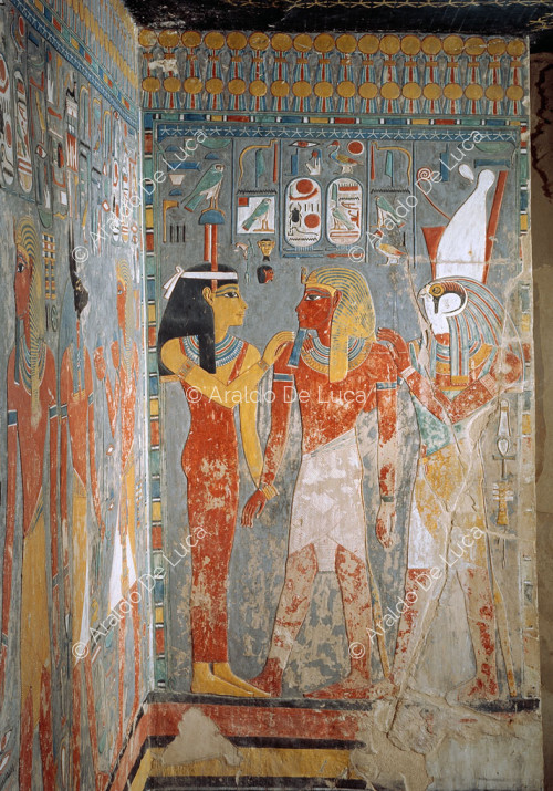 Horemheb, Hathor und Horus