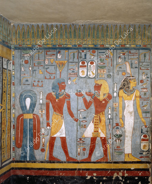 Ramses I. bringt Nefertum Opfergaben dar