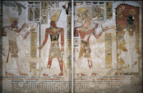 Ramsès III devant Atoum et Ptah