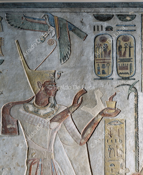 Ramsès III apporte des offrandes à Atoum