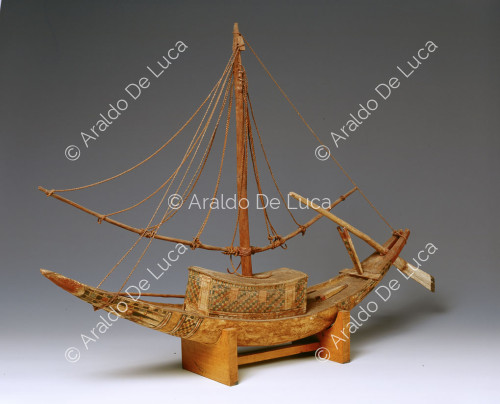 Wooden funeral boat model