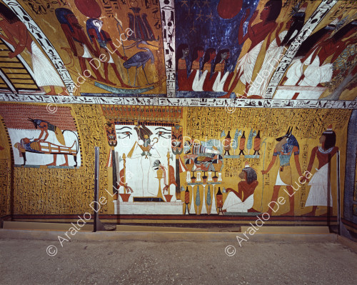 Detail der Sarkophagkammer. Begräbnis-Szenen.