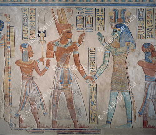  Ramsés III y Amonherkhepshef en presencia de Ptah-Tatenen