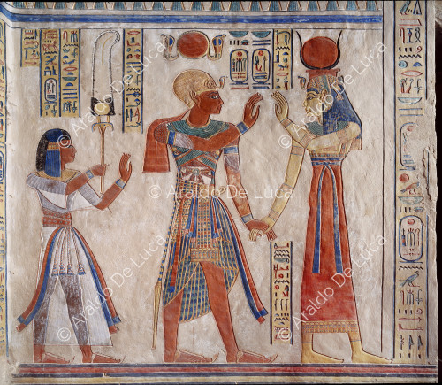 Ramses III. und Amonherkhepshef in Anwesenheit von Isis