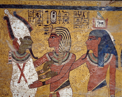 Pharaoh Tutankhamun and the god Osiris