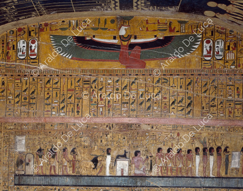 The winged goddess Nephthys and scenes from the Amduat