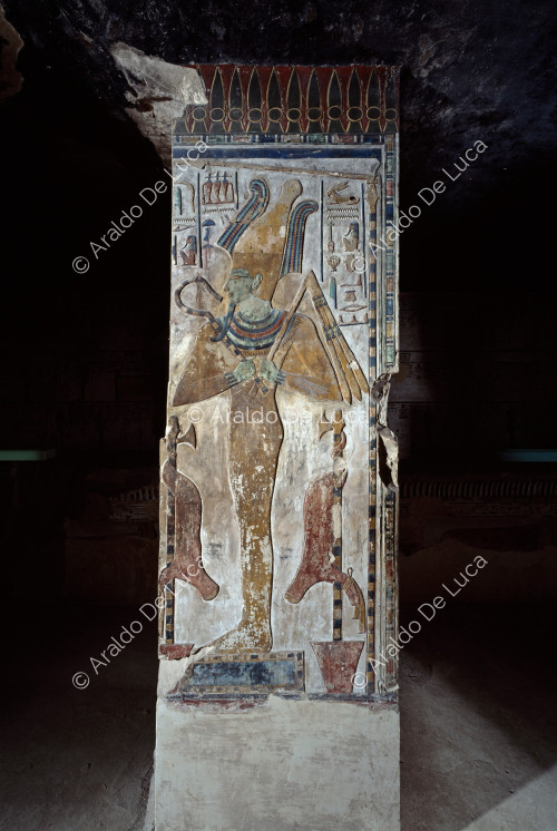 Osiris with fetishes imiut