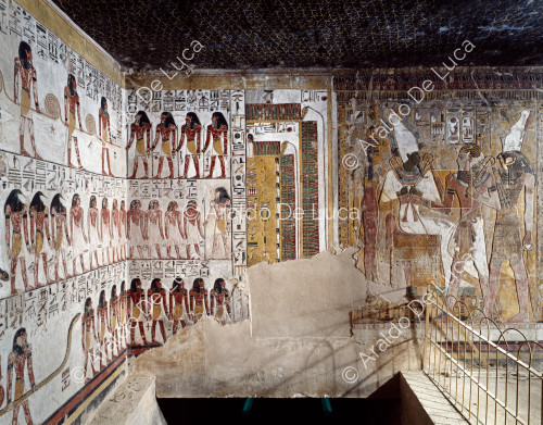 Seti I presented to Osiris and scenes from the Book of Gates
