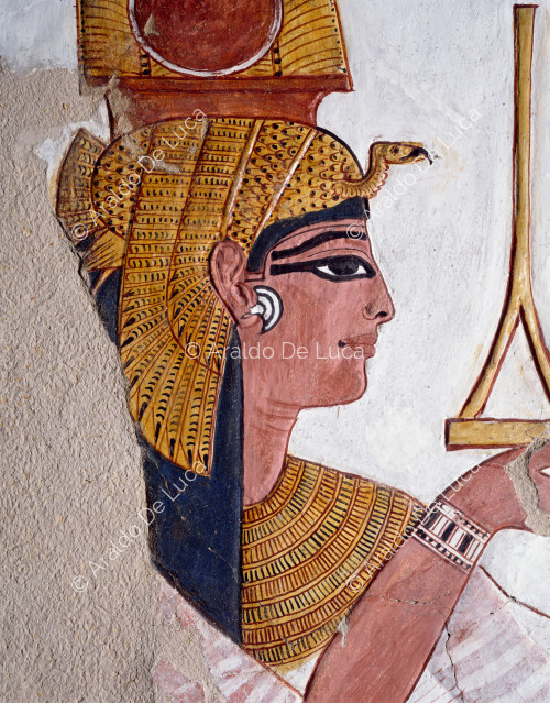 Nefertari bietet Ptah Flachs an