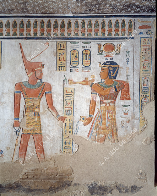 Ramsès III offre de l'encens au dieu Geb