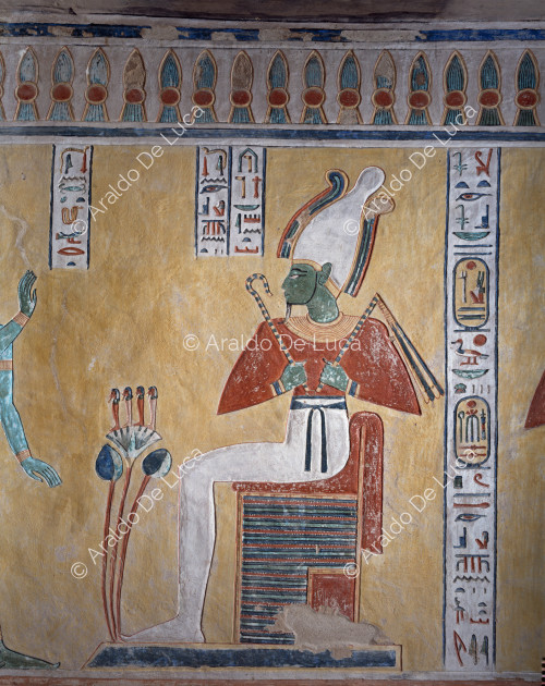 Osiris assis sur un trône