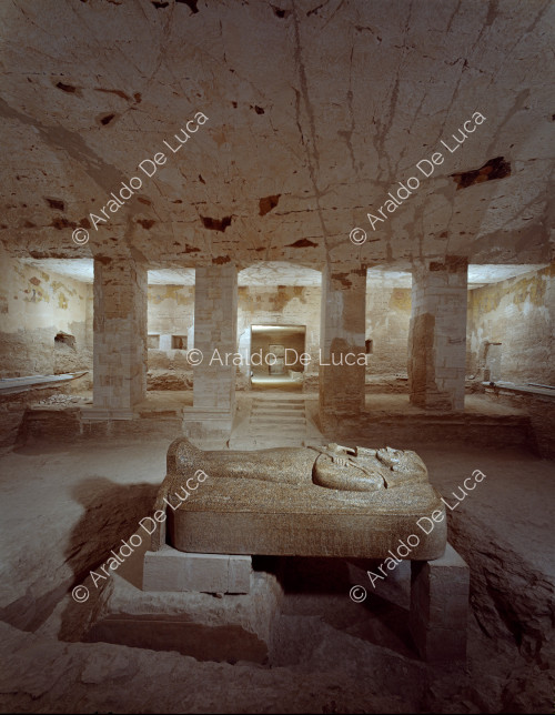 Merenptah burial chamber with sarcophagus