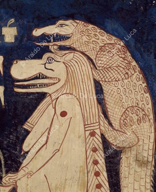 Detail der astronomischen Decke: das Sternbild des Nilpferdes.