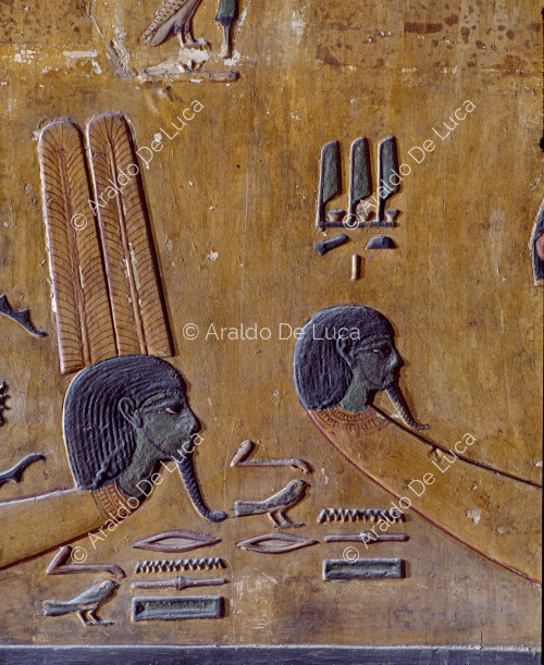 Amduat: second hour. Detail of boats