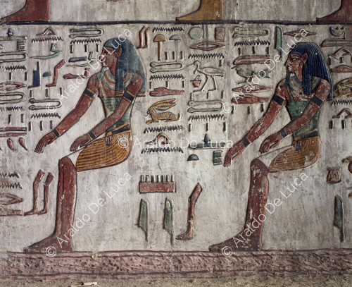 Amduat, sixth hour: detail of seated gods
