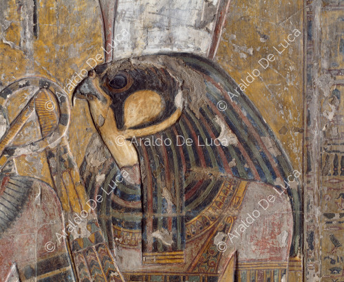 Horus übergibt Seti I. an Osiris