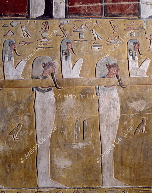 Libro delle Porte, terza ora: dettaglio con mummie