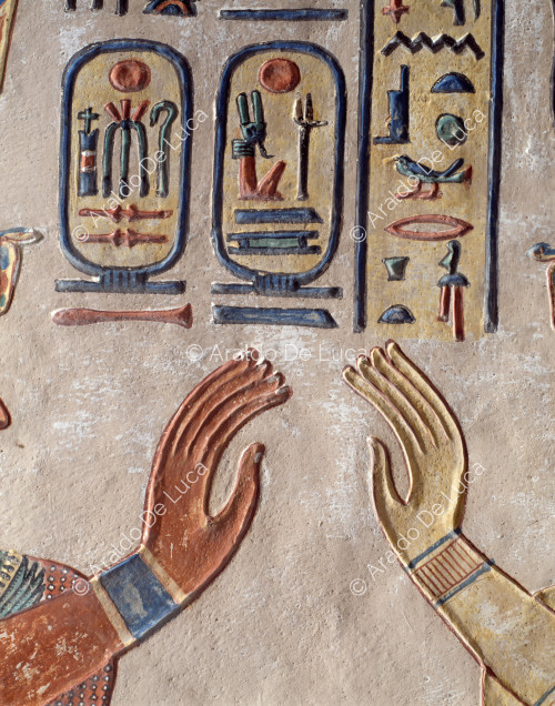 Ramesses III and Isis. Detail
