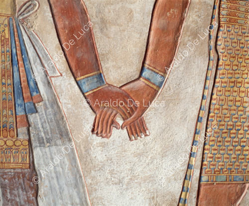 Ramses III. und Dumautef. Ausschnitt