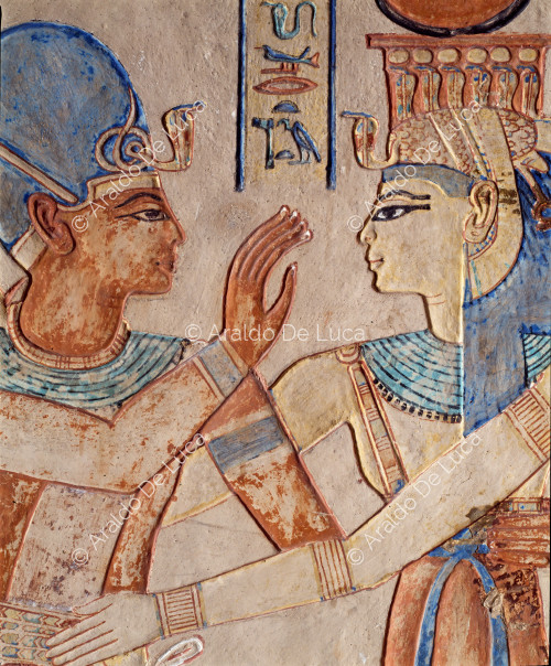 Ramesses III and Isis. Detail
