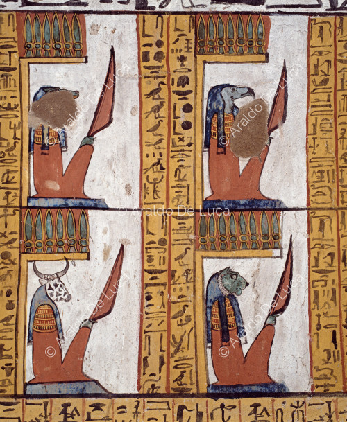 Mur de droite, détail : les gardiens du royaume d'Osiris.