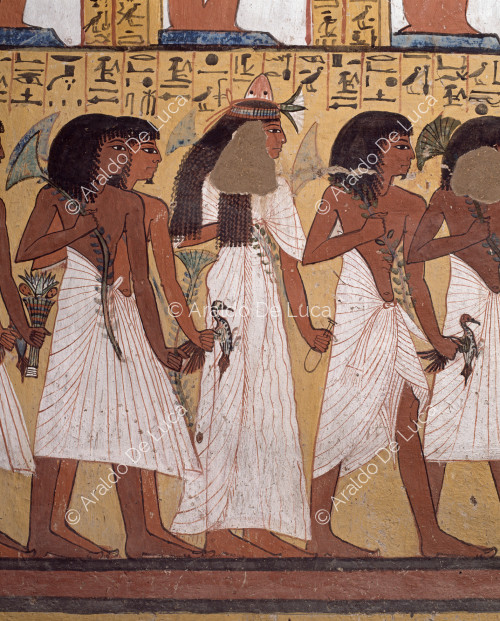 Right wall, detail: the sons of Sennedjem bring offerings.