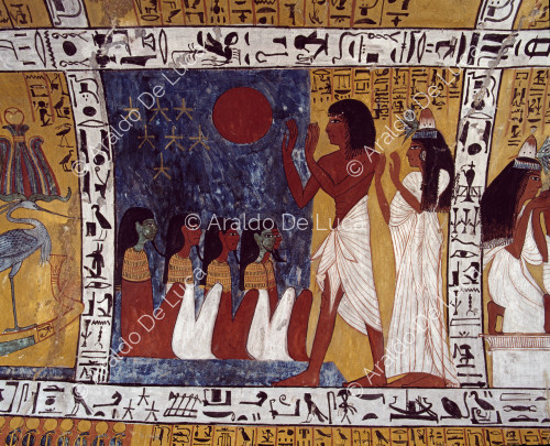 Sennedjem e sua moglie adorano cinque spiriti stellari.