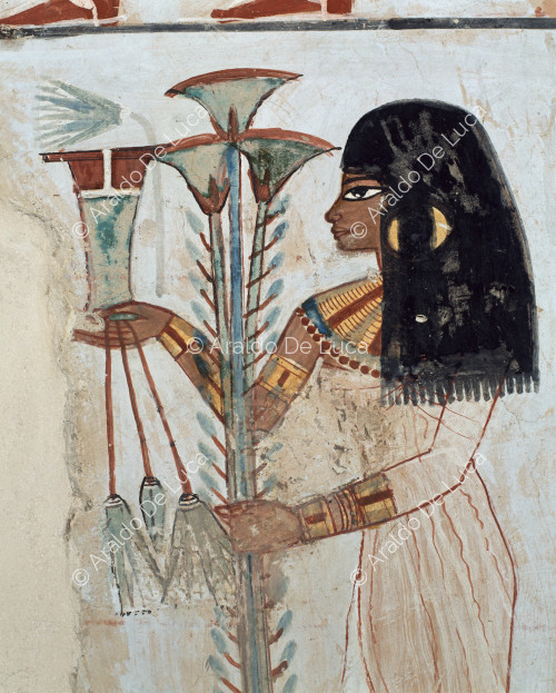 Mädchen mit Lotos und Papyrus (Detail)