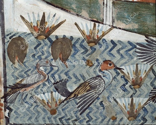 Enten und Lotosblumen (Detail)