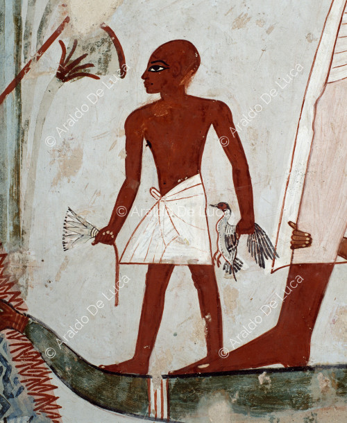 Man with duck and lotus (detail)