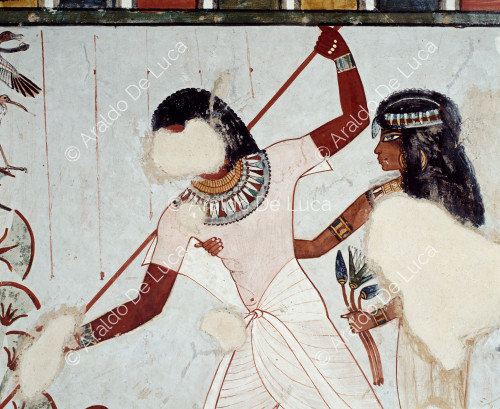 Menna holds a harpoon (detail)